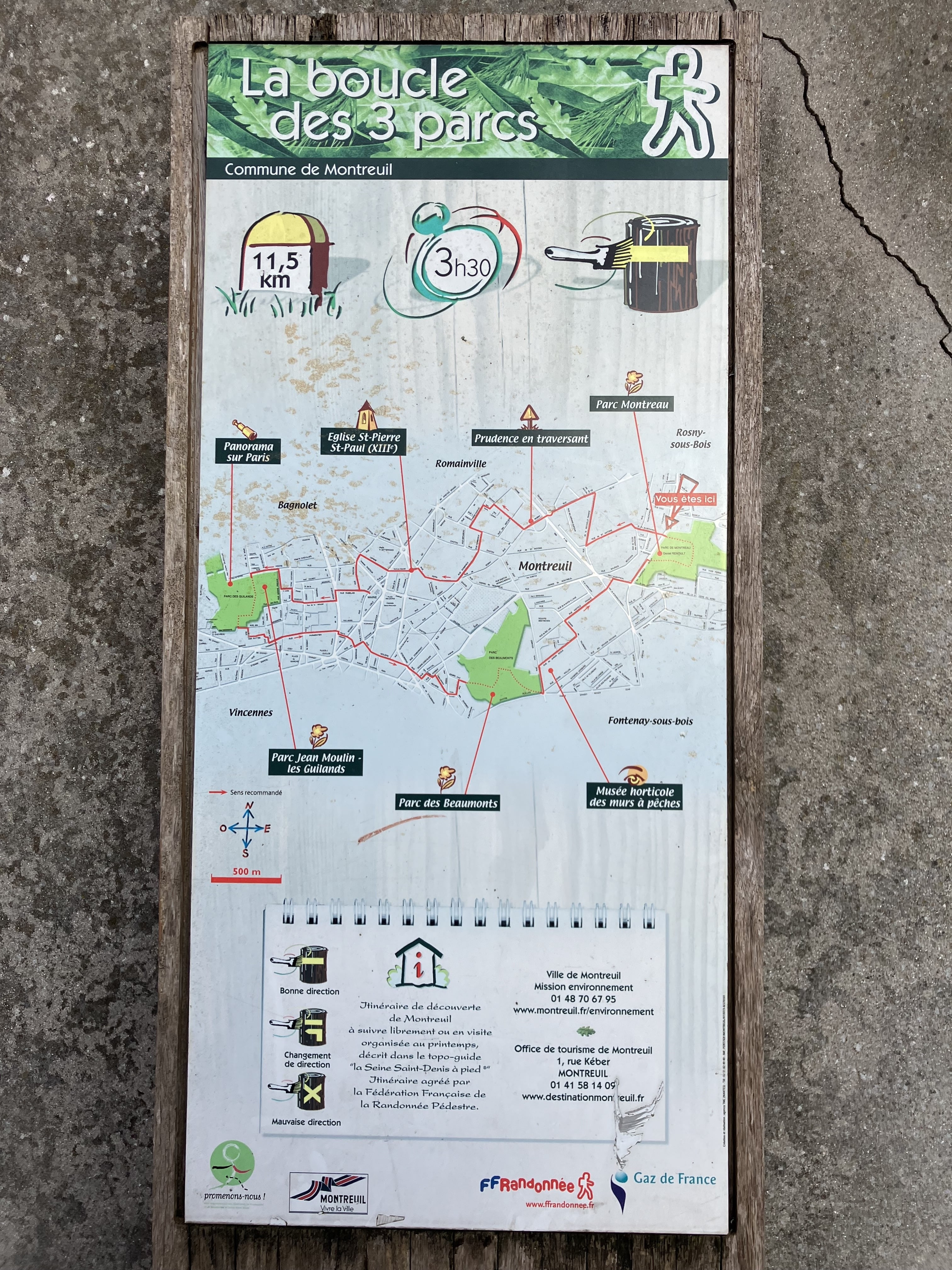 un panneau d’information sur la boucle des trois parcs, elle montre le trajet, quelques points de vue intéressants et les indications de flèchage